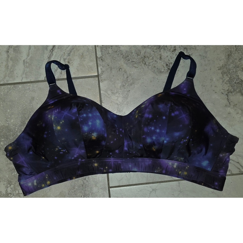 Torrid Curve Dream Wire Free Bra size 44B Purple Galaxy Print - Picture 2 of 7